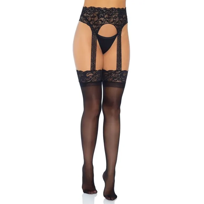 LEG AVENUE OPAQUE GARTERBELT STOCKING ONE SIZE Leg Avenue Teddies And Bodies