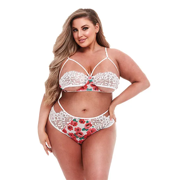 Lucidtoys Anal Baci White Floral Lace Bra Set Q