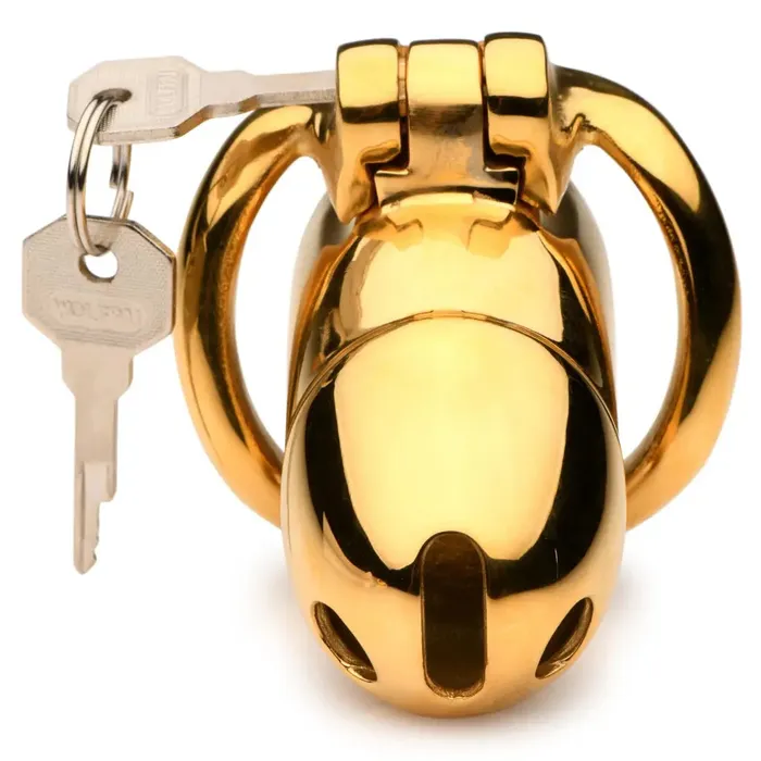 Master Series Midas 18k Goldplated Locking Chastity Cage Male Sex Toys