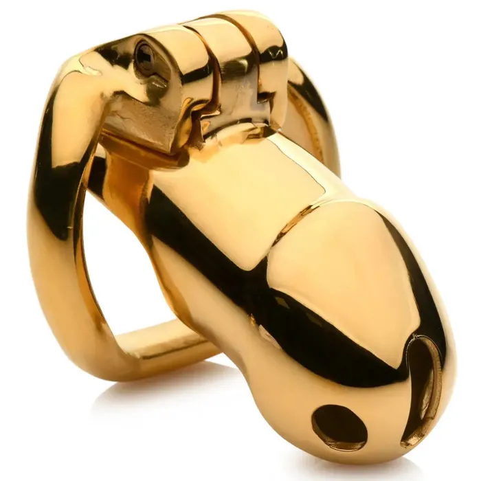 Master Series Midas 18k Goldplated Locking Chastity Cage Male Sex Toys