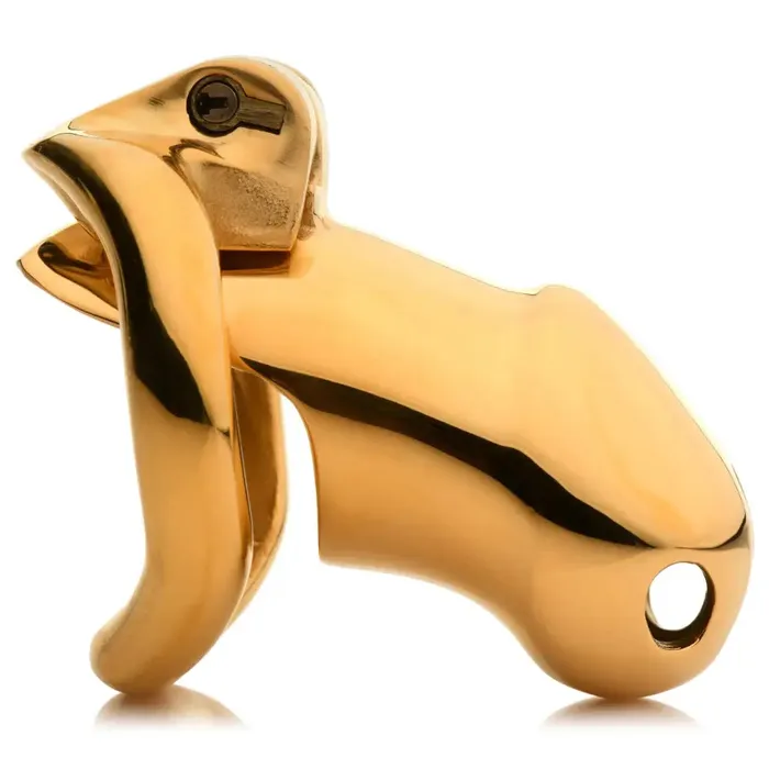 Master Series Midas 18k Goldplated Locking Chastity Cage Male Sex Toys