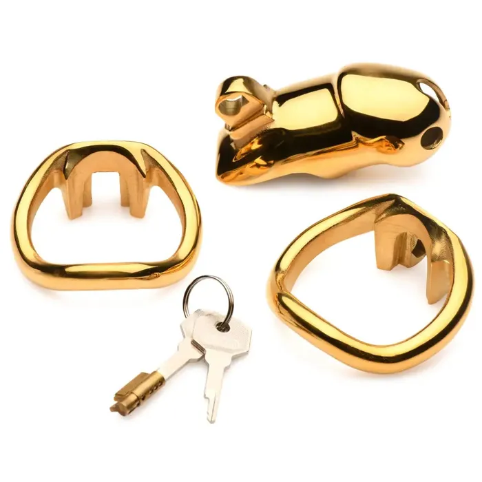 Master Series Midas 18k Goldplated Locking Chastity Cage Male Sex Toys