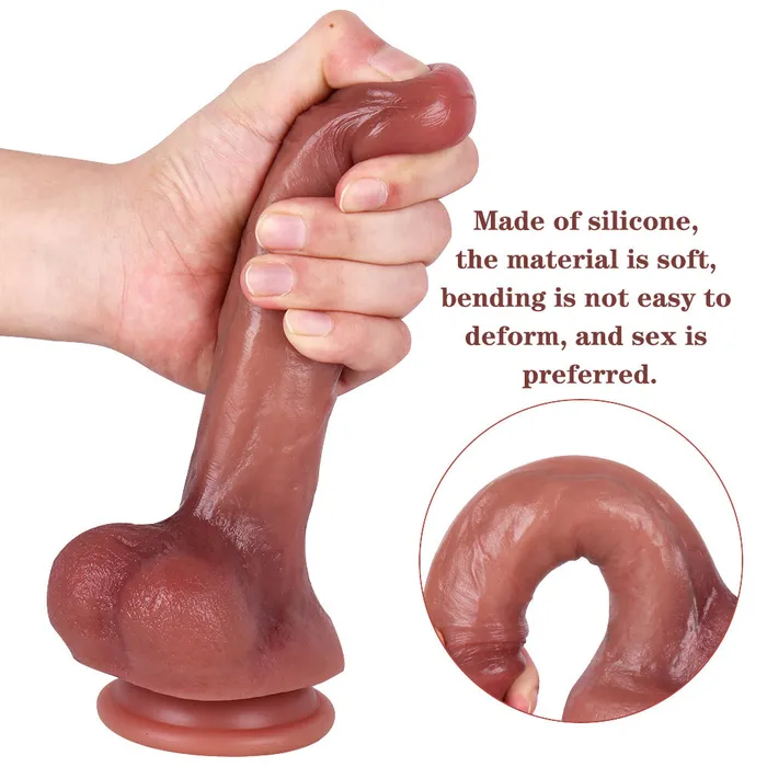 Modi Female Sex Toys G32 Neighbor Boy Ultra Realistic Dual Density Liquid Silicone Suction Cup Dildo with Balls 83 Inch