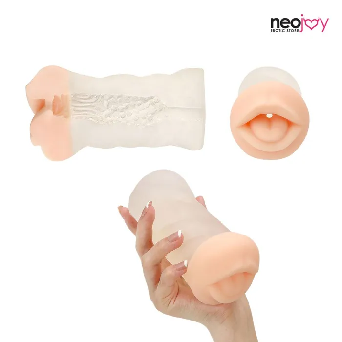 Neojoy Transparant Dual Color Blowjob Handheld Masturbator 029kg Dual Color White Skin Clear Neojoy Dildos Neojoy Transparant Dual Color Blowjob Handheld Masturbator 029kg Dual Color White Skin Clear Neojoy Dildos