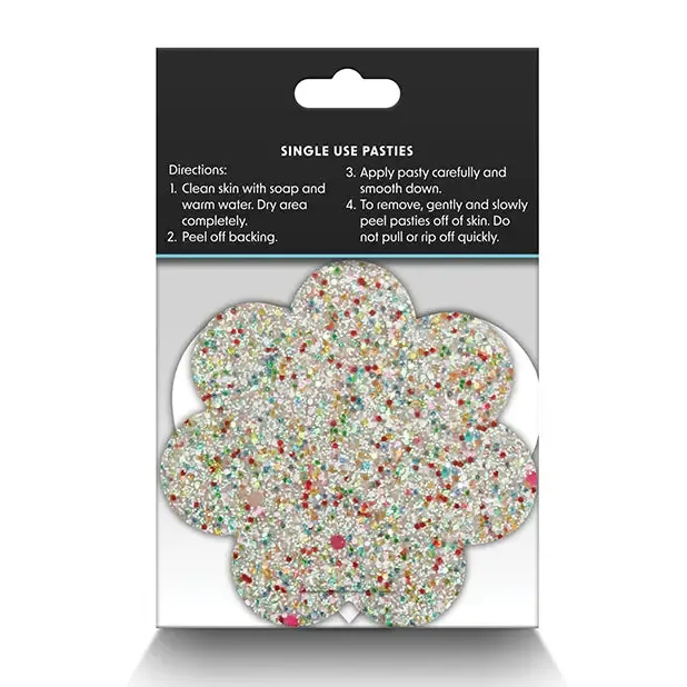 NS Novelties Vibrators Pretty Pasties Heart Flower Glow 2 Pair