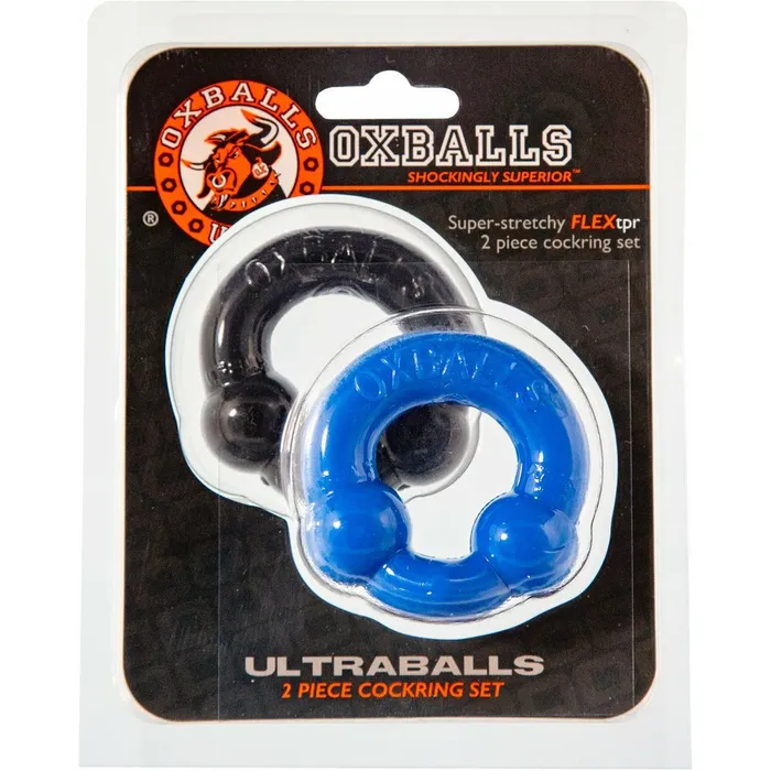 Oxballs Anal Oxballs Ultraballs Cockring 2 Pack BlackPolice Blue