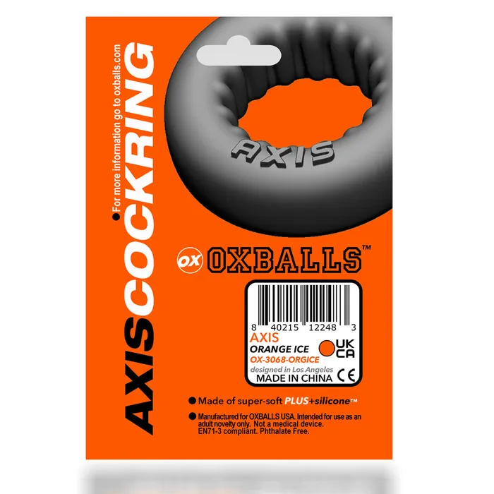 Oxballs AXIS Rib Grip Cockring Orange Oxballs Male Sex Toys