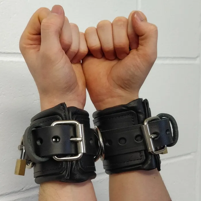 Padded Leather Wrist Cuffs Fetters Restraints