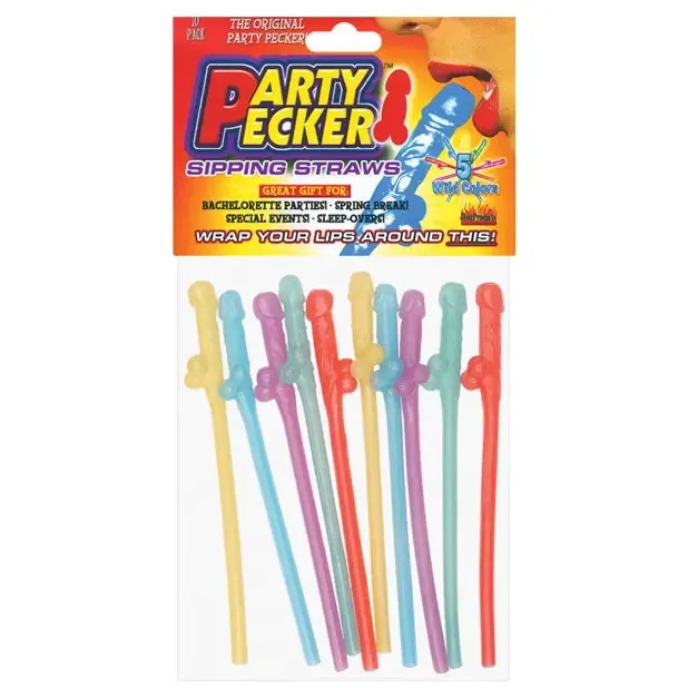 Party Pecker Sipping Straws Assorted Hott Products Unlimited Vibrators
