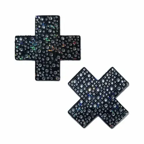 Pastease Anal Pastease Crystal Sparkling Crosses Pasties Black