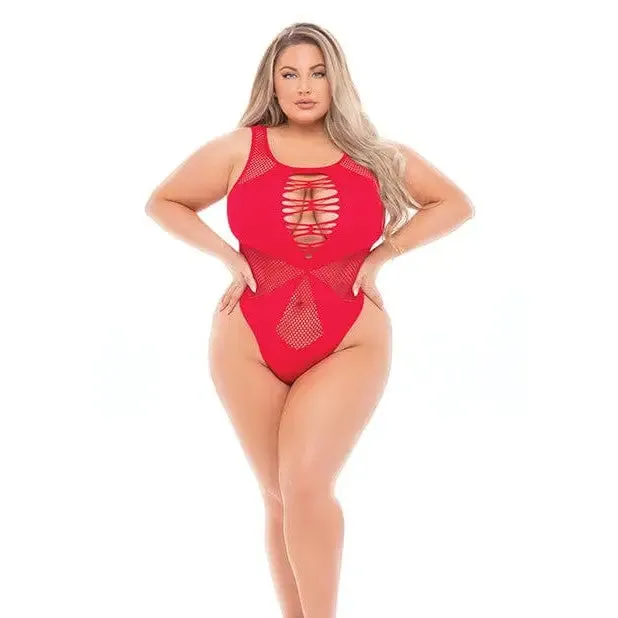 Rene Rofe Vibrators Pink Lipstick High Neck Bodysuit by Rene Rofe