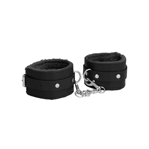Restraints Shots Ouch Plush Leather Ankle Cuffs Black Shots America Restraints Shots Ouch Plush Leather Ankle Cuffs Black Shots America
