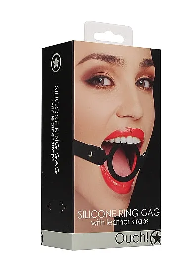 Silicone Ring Gag With Leather Straps Black HonourSkintwocom Restraints