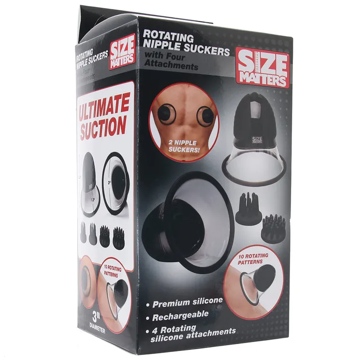 Size Matters Rotating Nipple Suckers in Black XR Brands Female Sex Toys