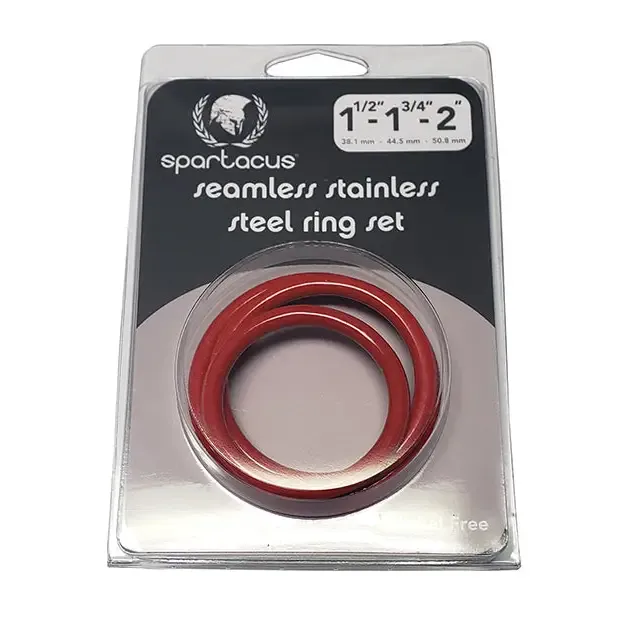 Spartacus Male Sex Toys Spartacus Seamless Stainless Steel Cring Red Pack Of 3