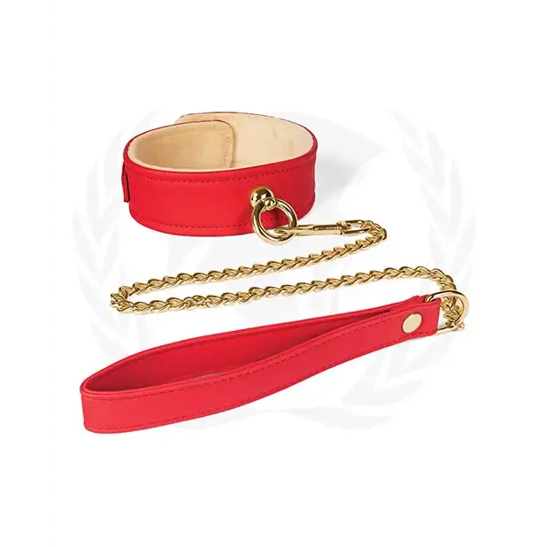 Spartacus Vibrators Spartacus Plush Lined PU Collar Chain Leash