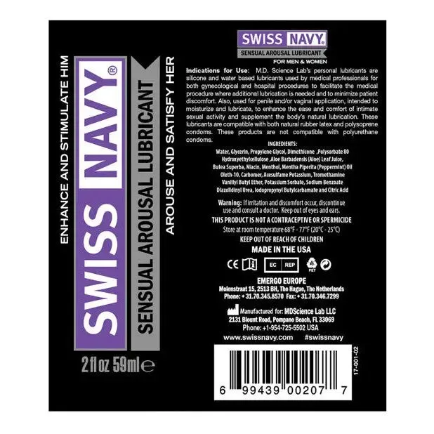 Swiss Navy Sensual Arousal Lubricant 2 Oz Swiss Navy Lubricants Swiss Navy Sensual Arousal Lubricant 2 Oz Swiss Navy Lubricants