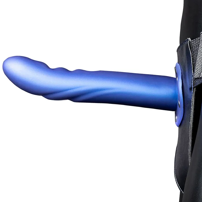 Textured Curved 8 Inch Hollow StrapOn in Metallic Blue Shots Toys Female Sex Toys Textured Curved 8 Inch Hollow StrapOn in Metallic Blue Shots Toys Female Sex Toys