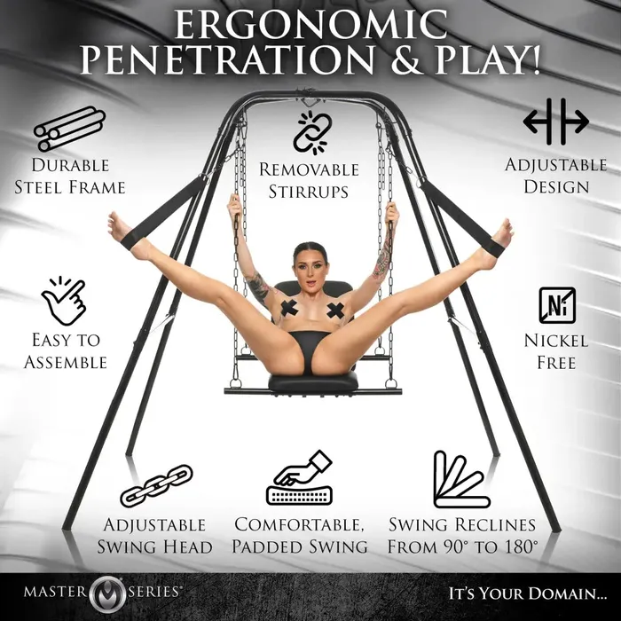 Throne Adjustable Sex Swing With Stand Master Series Male Sex Toys