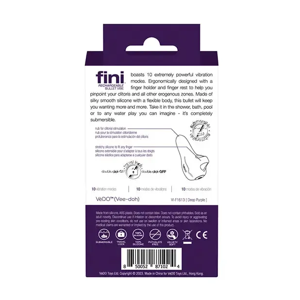 VeDO Fini Rechargeable Bullet Vibe Purple VDO Vibrators