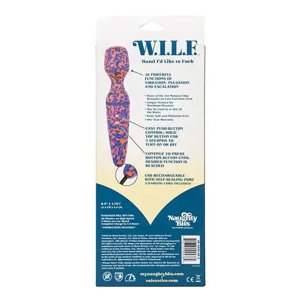 Vibrators CalExotics Naughty Bits Wilf Wand Id Like To Fuck Multi Color