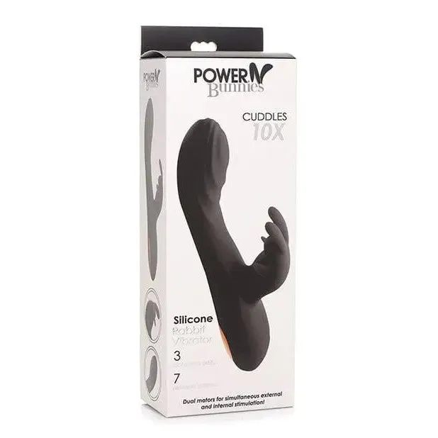 Vibrators Curve Toys Curve Novelties Power Bunnies Cuddles 10x Silicone Rabbit Vibrator Black