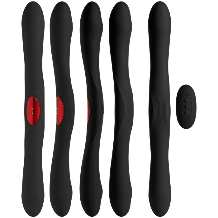 Vibrators Doc Johnson Doc Johnson Kink Dual Flex Silicone Vibrator Black with Red