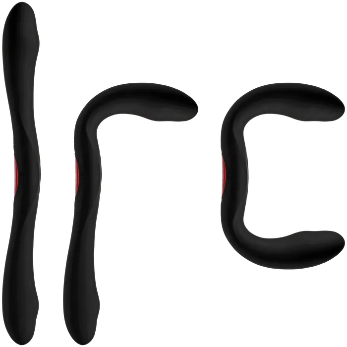 Vibrators Doc Johnson Doc Johnson Kink Dual Flex Silicone Vibrator Black with Red