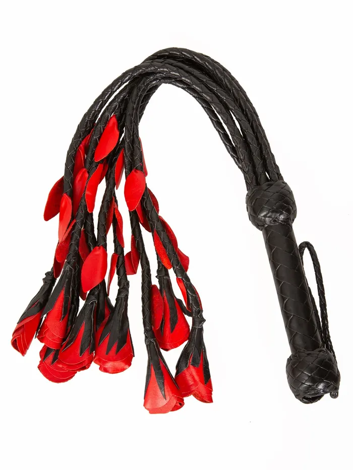 Vibrators HonourSkintwocom Red Leather Rose Flogger