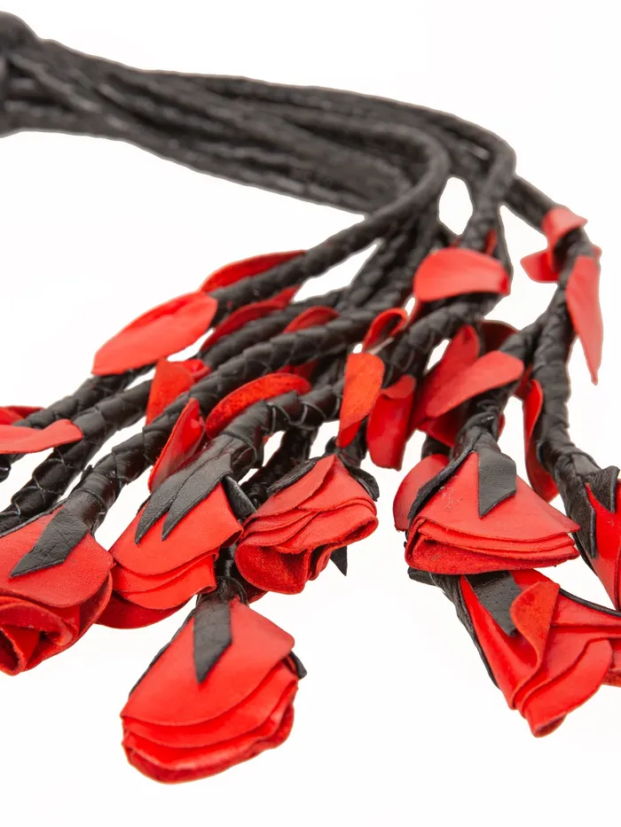 Vibrators HonourSkintwocom Red Leather Rose Flogger