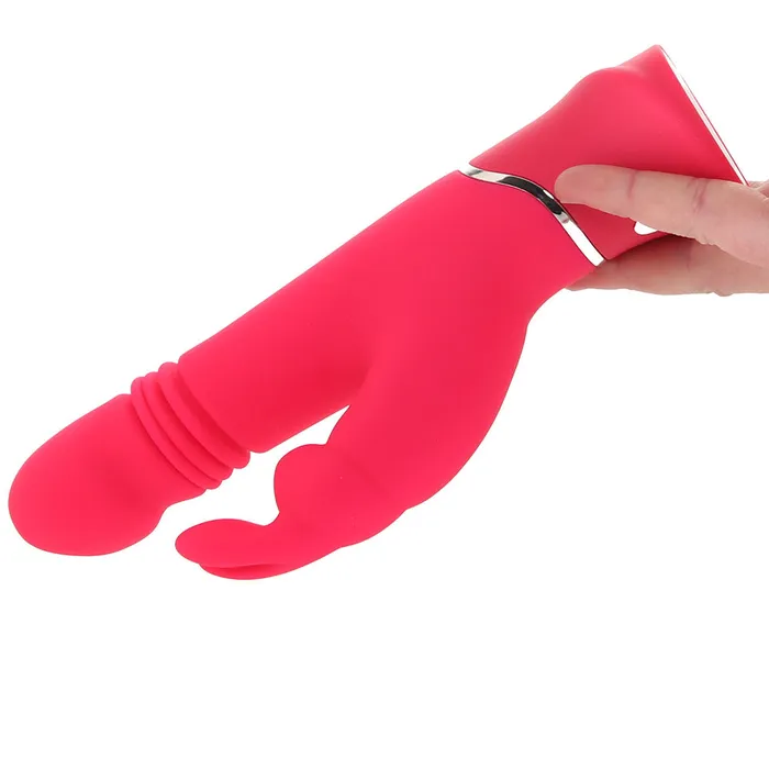 Vibrators LoveHoney Happy Rabbit Thrusting Silicone Rabbit Vibe in Pink