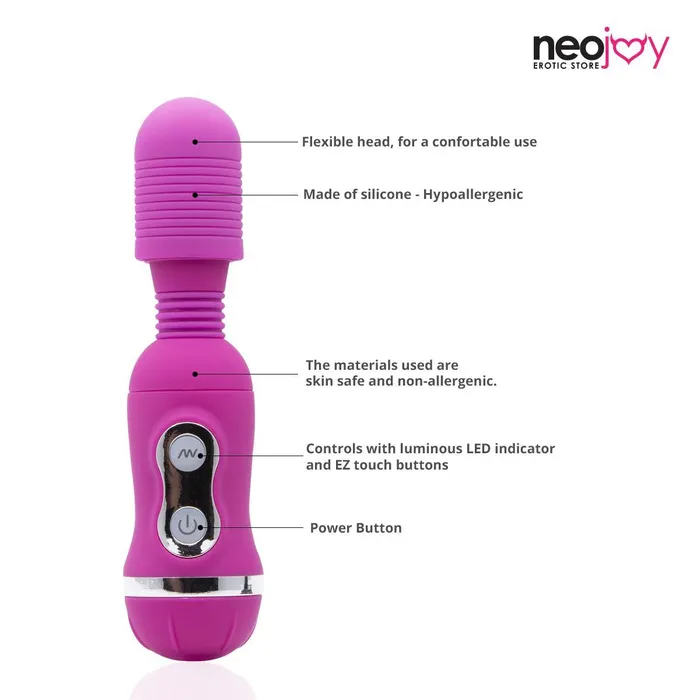 Vibrators Neojoy Neojoy Magic Mini Wand Vibrator 18Speed Functions Silicone Purple