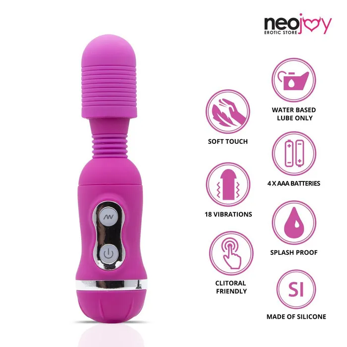 Vibrators Neojoy Neojoy Magic Mini Wand Vibrator 18Speed Functions Silicone Purple