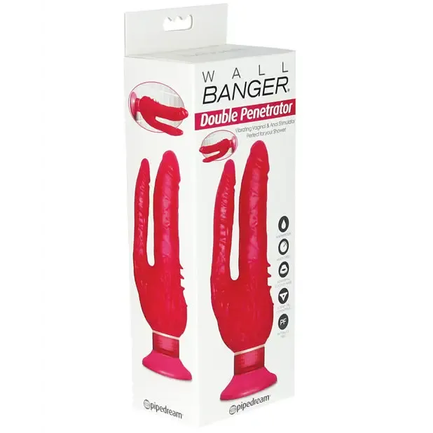 Vibrators Pipedream Products Wall Bangers Double Penetrator Waterproof Pink