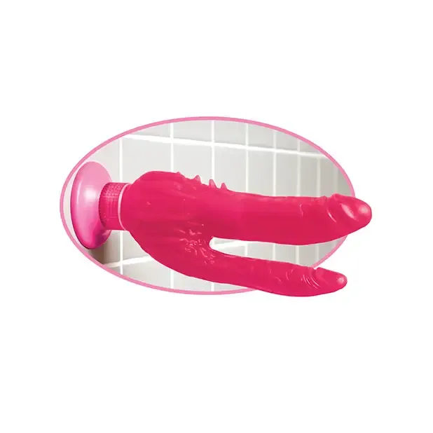Vibrators Pipedream Products Wall Bangers Double Penetrator Waterproof Pink