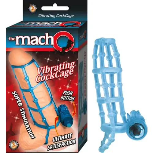 Vibrators The Macho Vibrating Waterproof Cockcage Ring Blue Novelties By Nasswalk