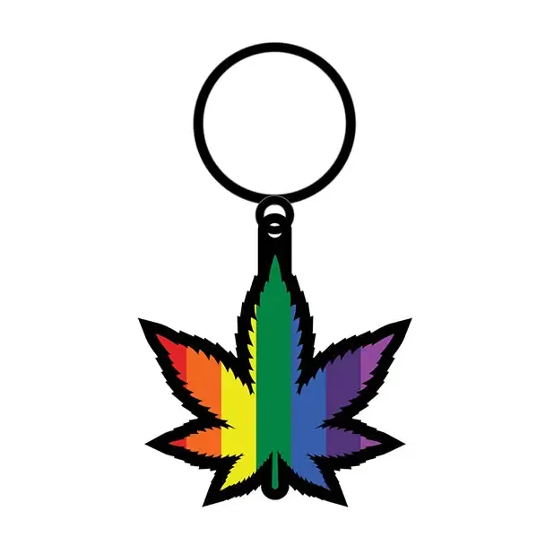 WoodRocket Weed Keychain Leaf Rainbow Anal