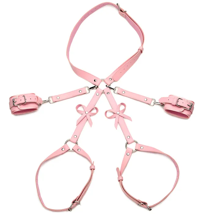 XR Brands Female Sex Toys Strict Bondage Harness with Bows OSXL in Pink