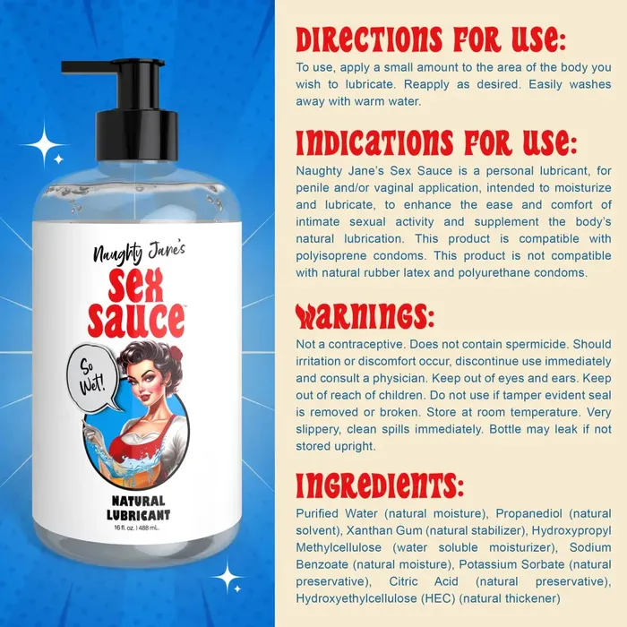 XR Brands Naughty Janess Sex Sauce Natural Lubricant Sexual Health Wellbeing